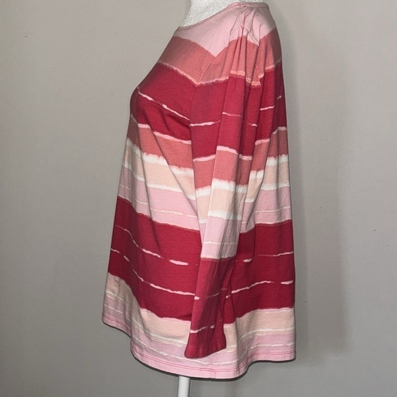 Talbots Boho Striped Watercolor Top Pink Shades Size Medium - Picture 4 of 6